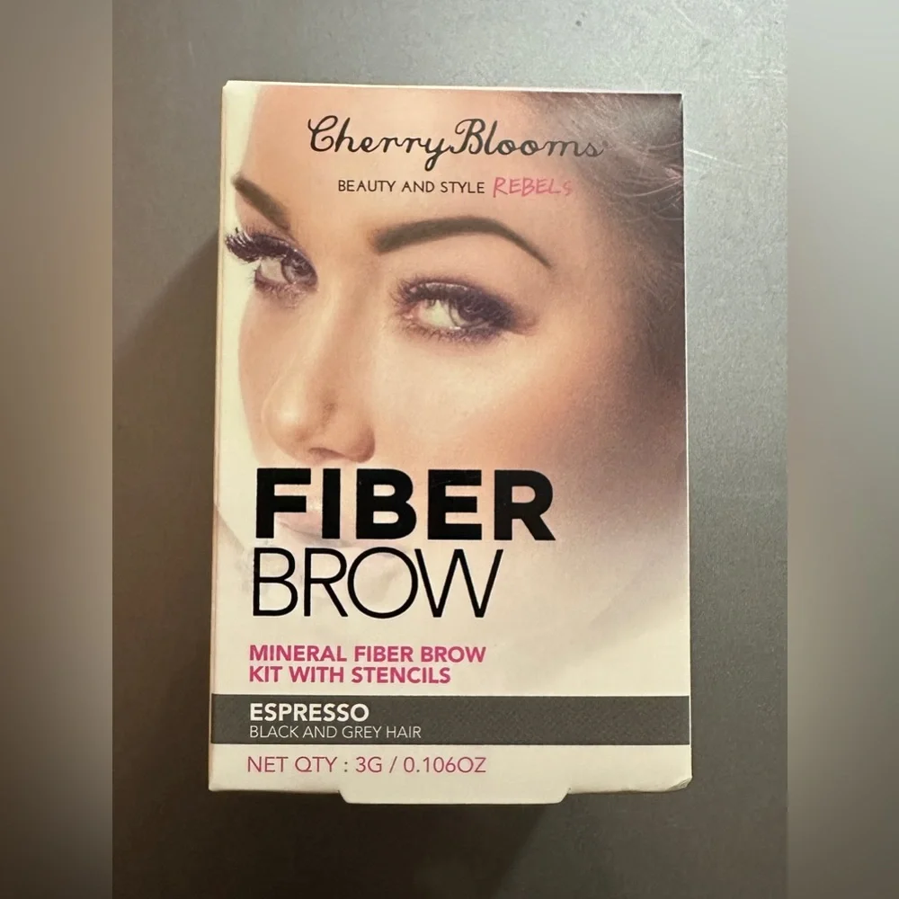 Cherry Blooms Fiber Brow Kit with Stencils - 0.106 oz- 04 Espresso (Black /Grey)